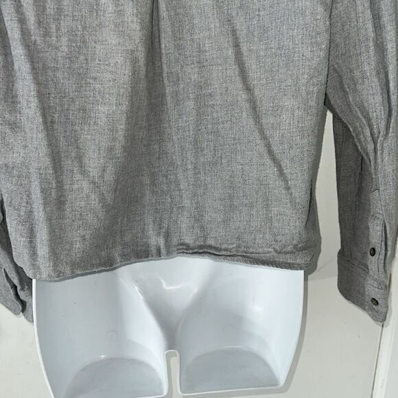 MADEWELL Grey Flannel Front Tie Button Down Shirt-M - Picture 7 of 9